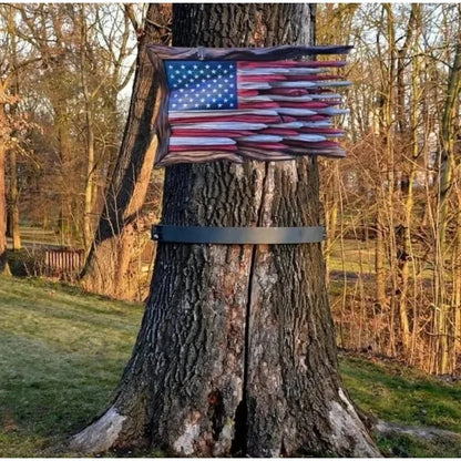 Wooden American Flag Wall Hanging Three-layer 3D Retro American Flag Pendant Home Office Courtyard Pastoral Decorative Gift